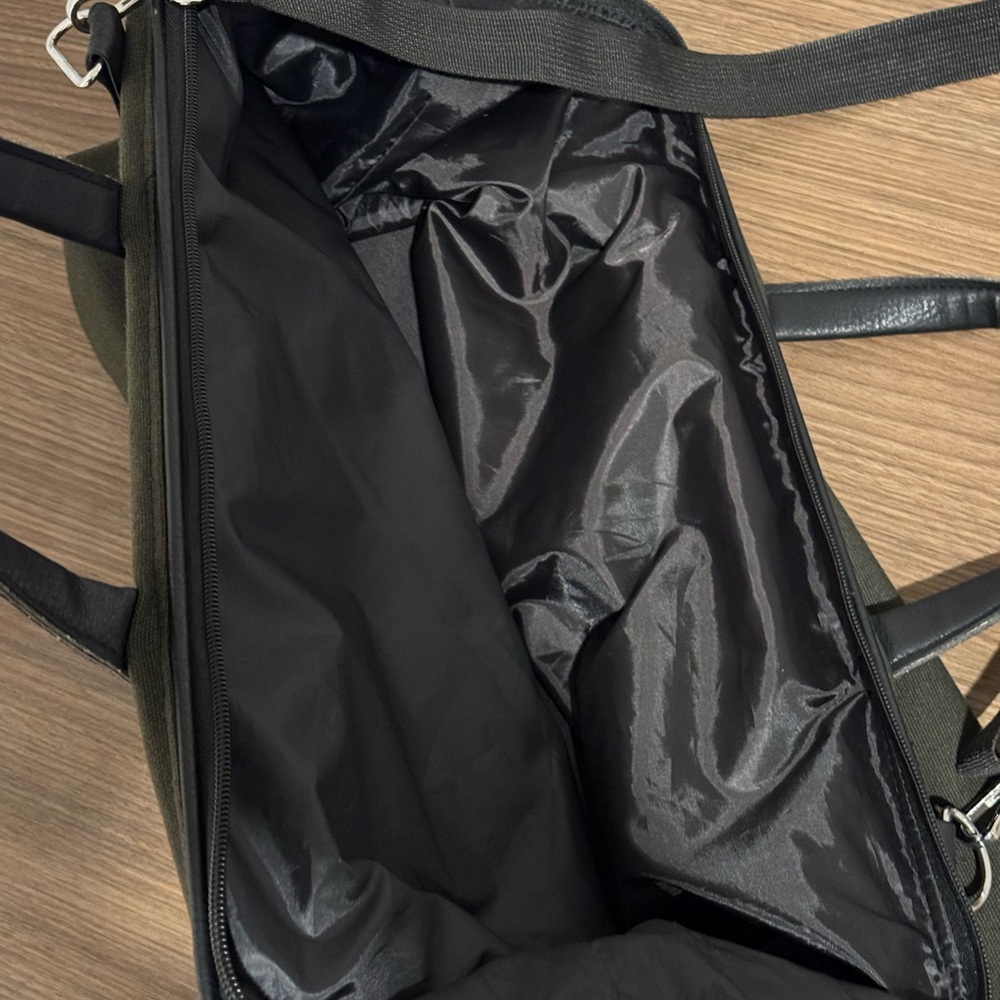 John Varvatos Bag Green Black Travel Weekender Mens Duffle Faux Leather Zip - Picture 5 of 5